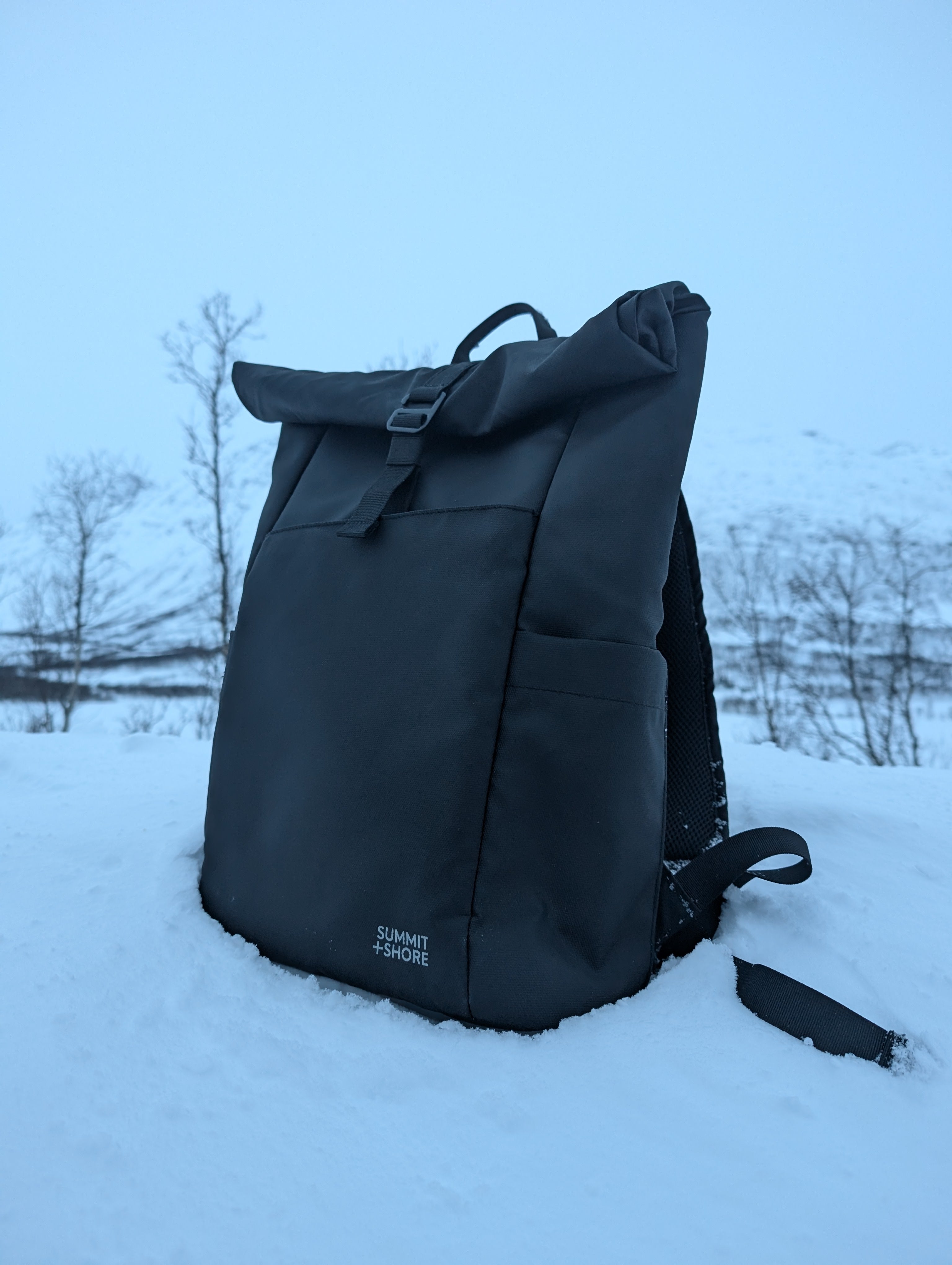 Summit+Shore The Daily 2.0 Backpack in Snowy Mountain Environment